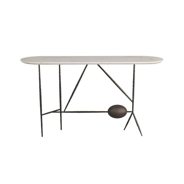 Arteriors 6244 Console, Natural Iron/White Marble