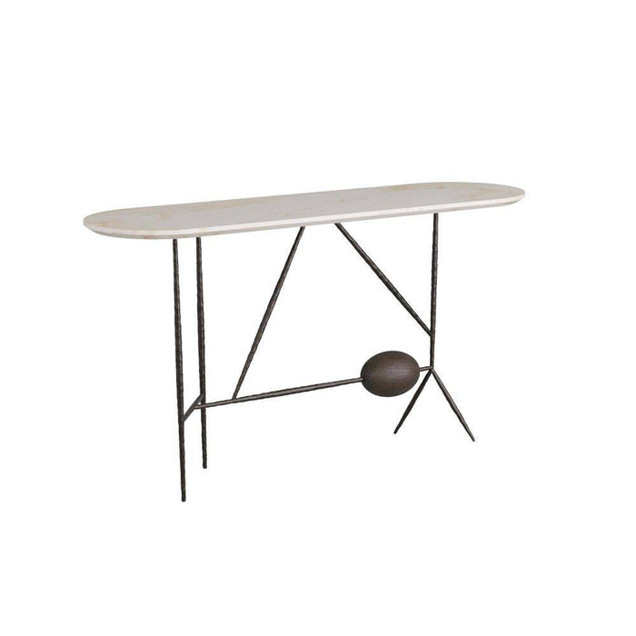 Arteriors 6244 Console, Natural Iron/White Marble