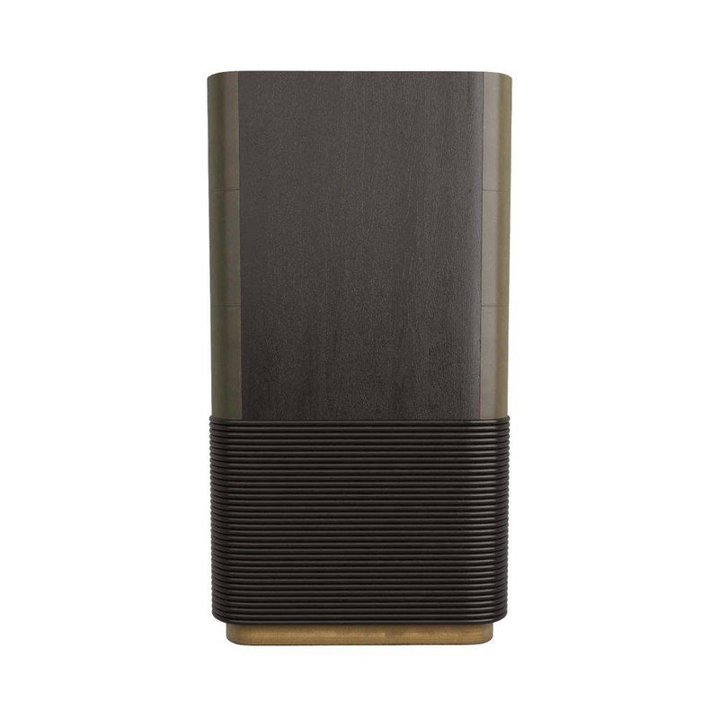 Arteriors 6266 Cabinet, Graphite Leather/Umder Oak/White Marble/Antique Brass