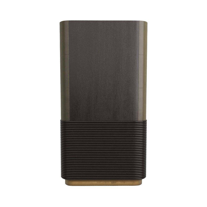 Arteriors 6266 Cabinet, Graphite Leather/Umder Oak/White Marble/Antique Brass