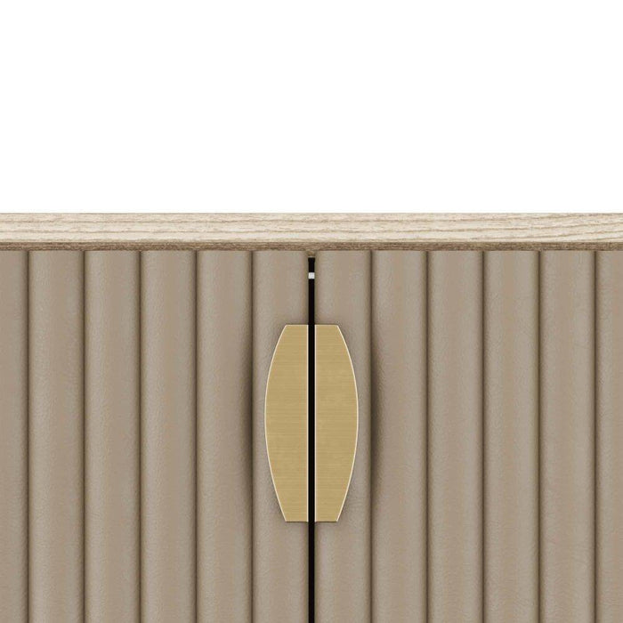 Arteriors 6267 Cocktail Cabinet, Gray Leather/Smoke Oak/Vintage Brass