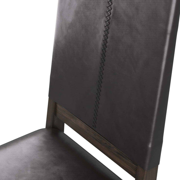Arteriors 6877 Chair, Ebony Wood/Black Leather