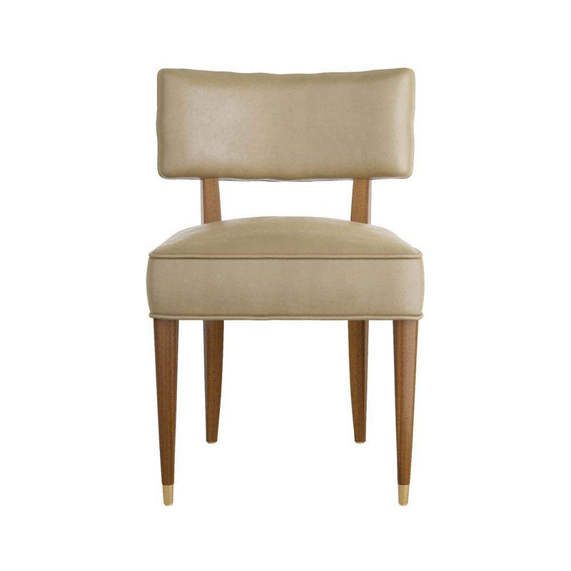 Arteriors 6901 Dining Chair, Morel Leather/Dark Walnut/Antique Brass