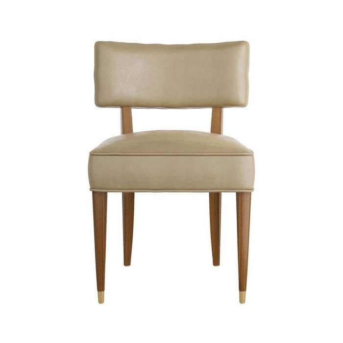 Arteriors 6901 Dining Chair, Morel Leather/Dark Walnut/Antique Brass
