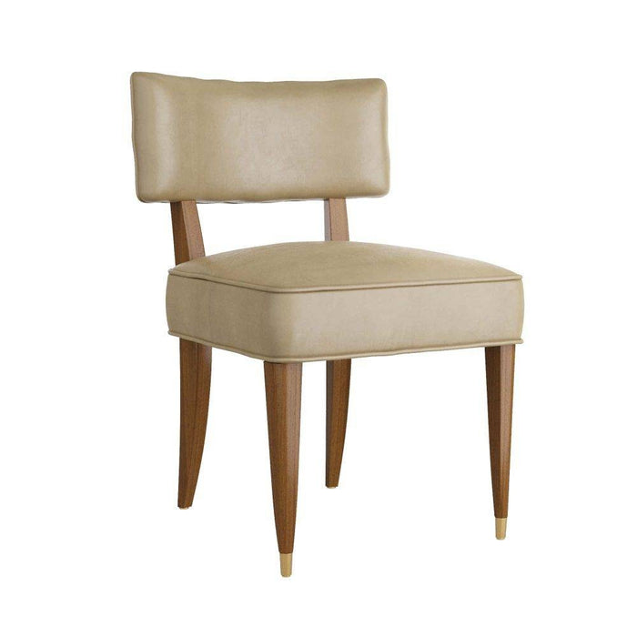 Arteriors 6901 Dining Chair, Morel Leather/Dark Walnut/Antique Brass