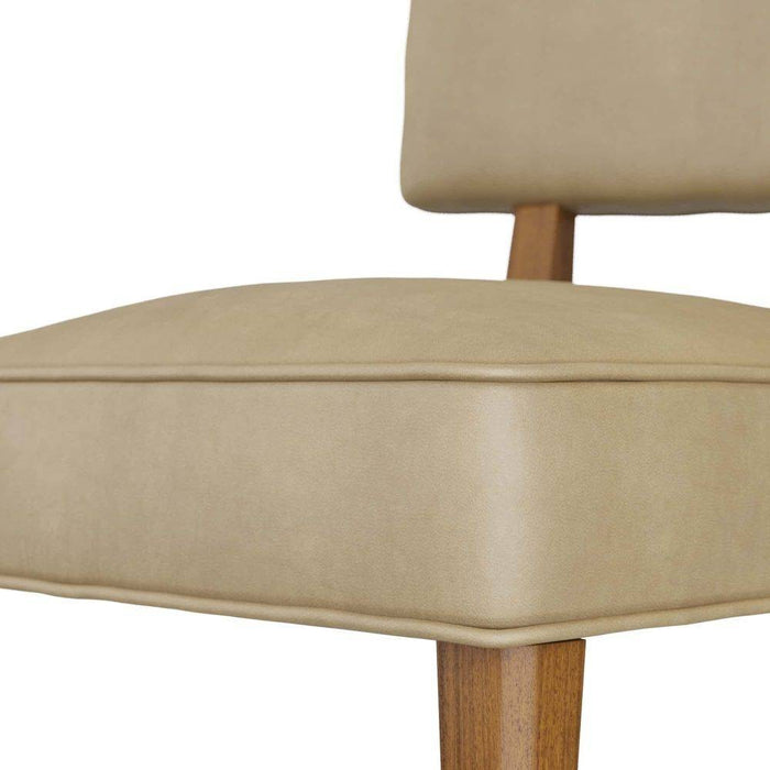 Arteriors 6901 Dining Chair, Morel Leather/Dark Walnut/Antique Brass