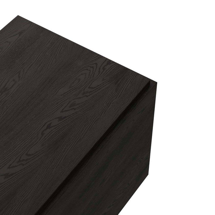 Arteriors 6939 Side Table, Ebony Oak/Dove Leather/Antique Brass