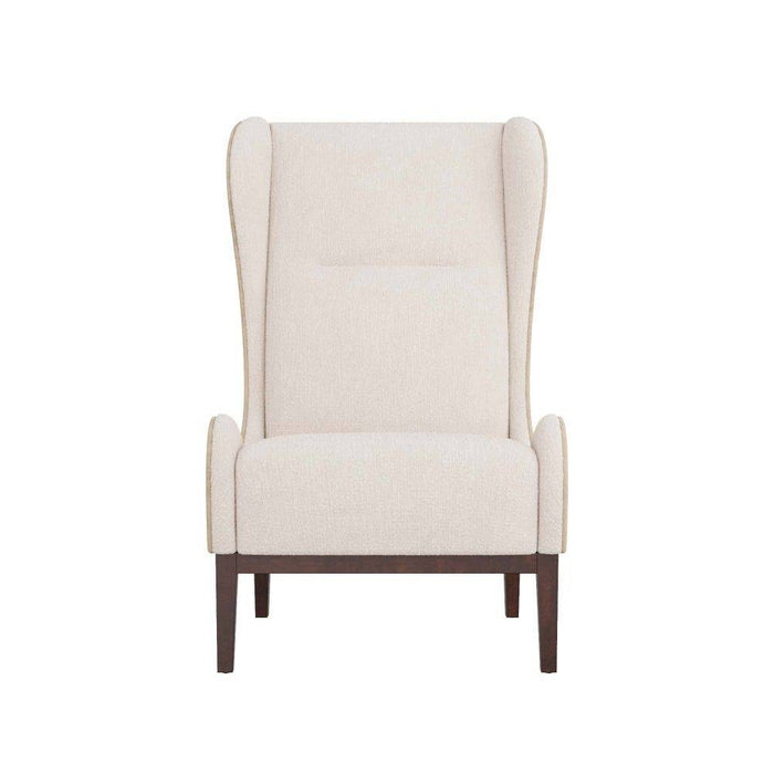 Arteriors 8170 Chair, Stone Boucle/Mink Leather/Dark Walnut