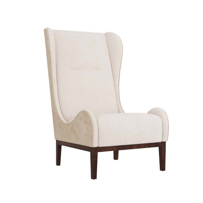 Arteriors 8170 Chair, Stone Boucle/Mink Leather/Dark Walnut