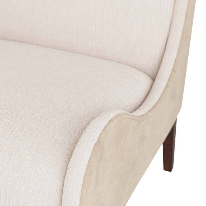 Arteriors 8170 Chair, Stone Boucle/Mink Leather/Dark Walnut