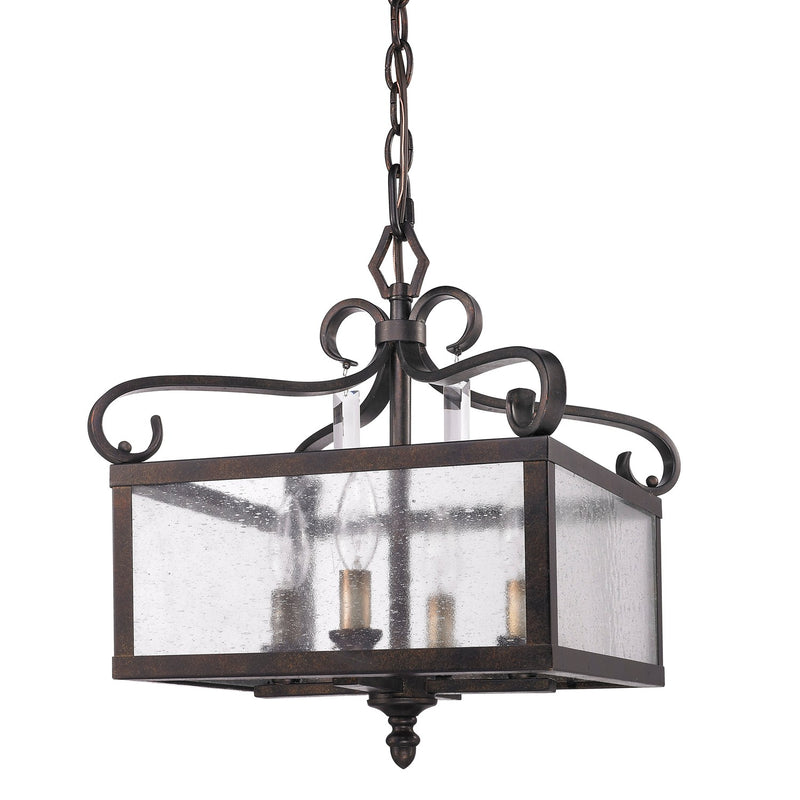 Golden 2049-M4 FB Four Light Pendant (Convertible), Fired Bronze