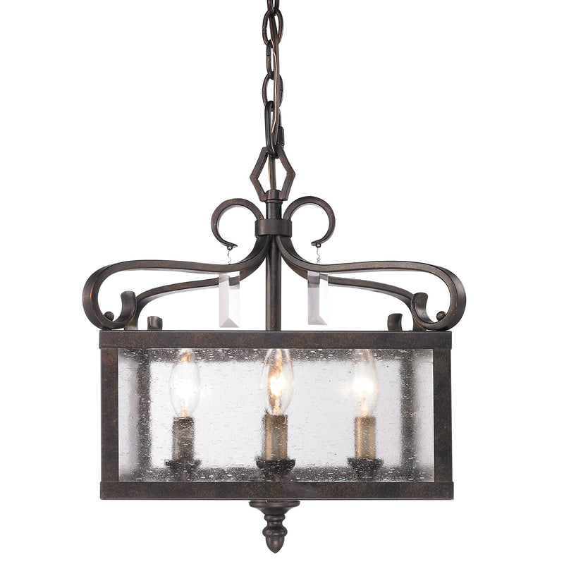 Golden 2049-M4 FB Four Light Pendant (Convertible), Fired Bronze