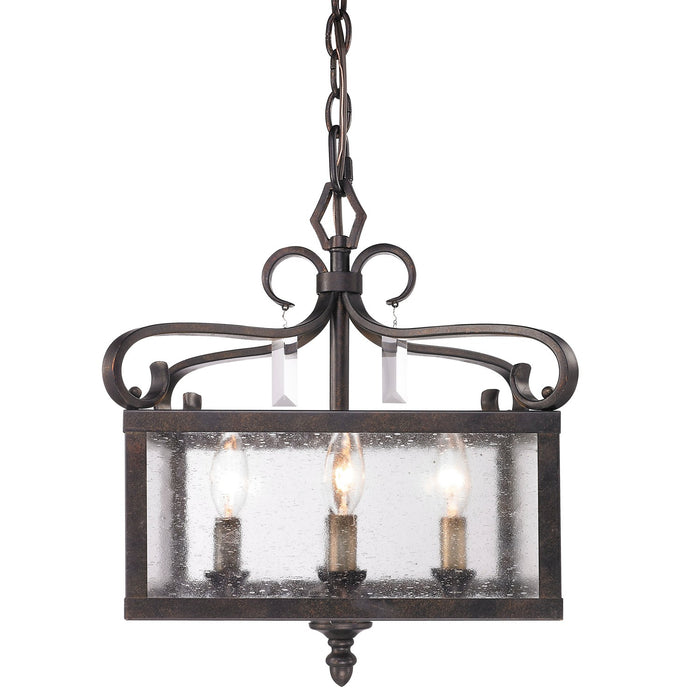 Golden 2049-M4 FB Four Light Pendant (Convertible), Fired Bronze