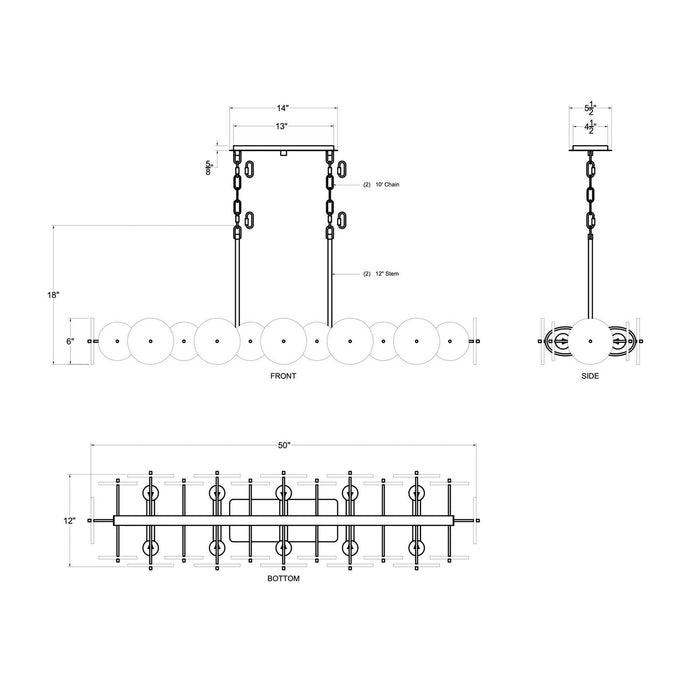 Varaluz 370N10MB Ten Light Linear Pendant, Matte Black