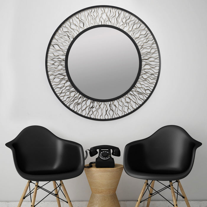 Varaluz 380MI30AMBFG Mirror, Matte Black/French Gold