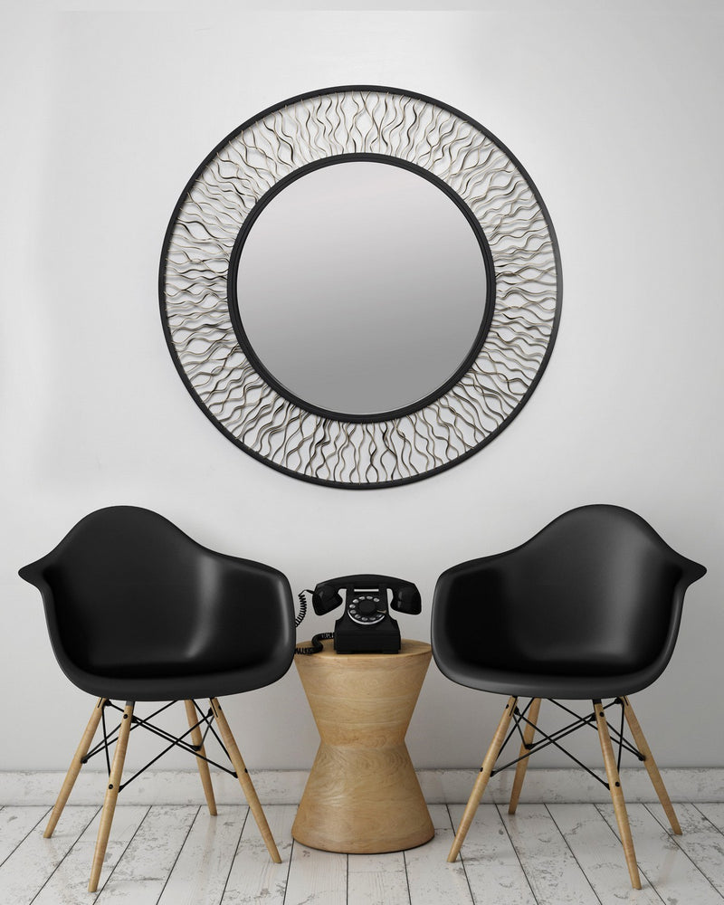 Varaluz 380MI30AMBFG Mirror, Matte Black/French Gold