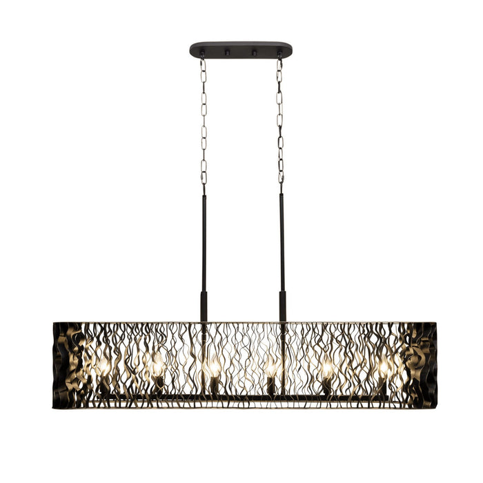 Varaluz 380N06MBFG Six Light Linear Pendant, Matte Black/French Gold