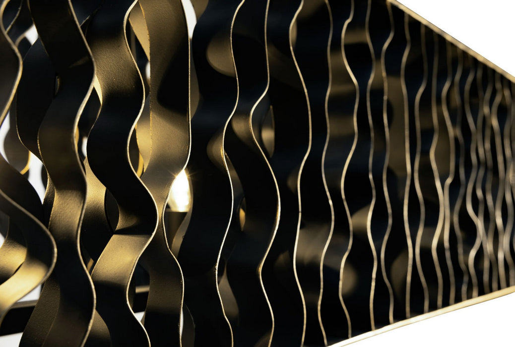 Varaluz 380N06MBFG Six Light Linear Pendant, Matte Black/French Gold