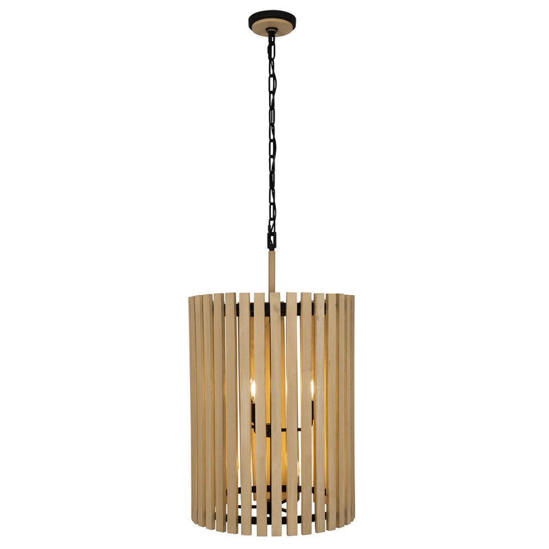 Varaluz 387F06MBH Six Light Foyer Pendant, Matte Black/Honey Blonde