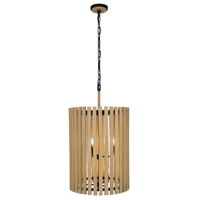 Varaluz 387F06MBH Six Light Foyer Pendant, Matte Black/Honey Blonde