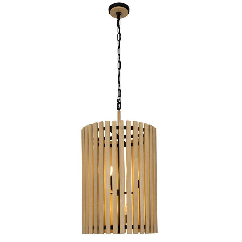 Varaluz 387F06MBH Six Light Foyer Pendant, Matte Black/Honey Blonde