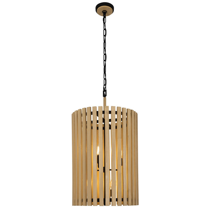 Varaluz 387F06MBH Six Light Foyer Pendant, Matte Black/Honey Blonde