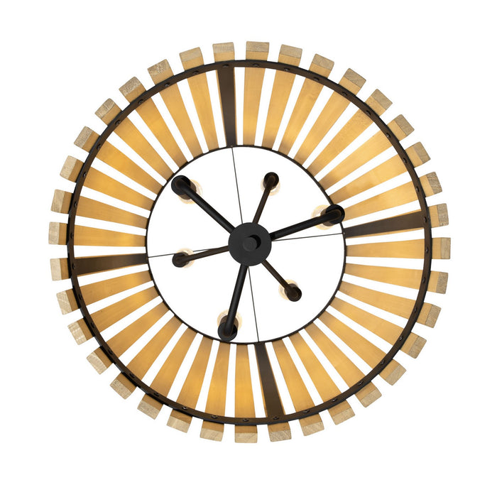 Varaluz 387F06MBH Six Light Foyer Pendant, Matte Black/Honey Blonde