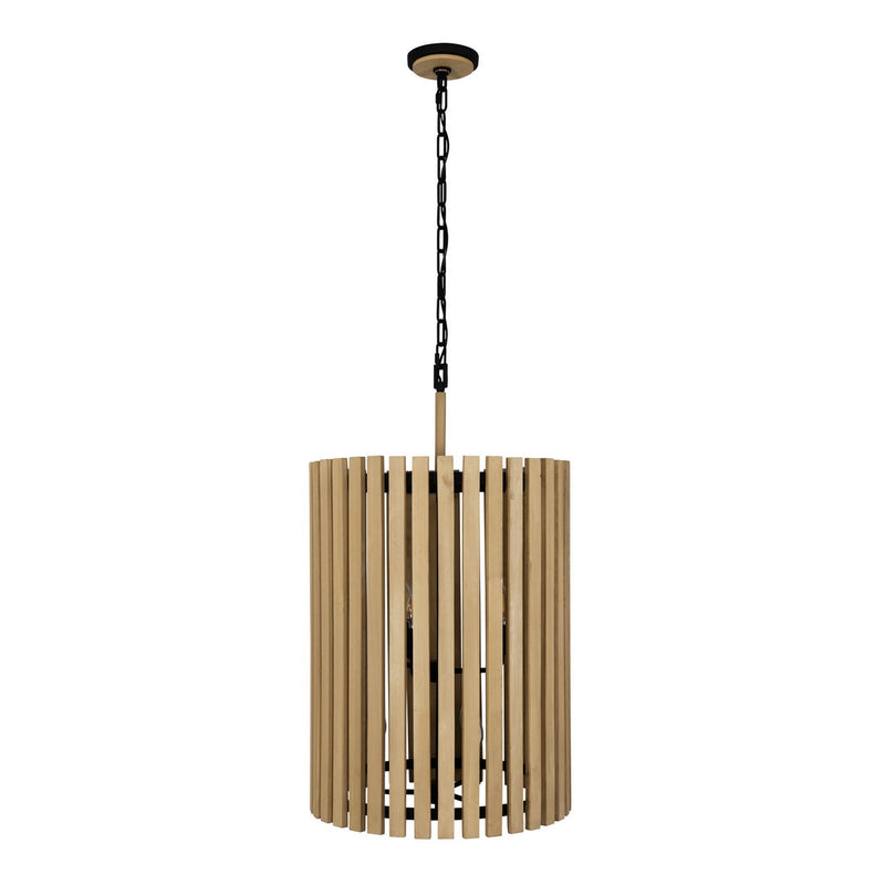Varaluz 387F06MBH Six Light Foyer Pendant, Matte Black/Honey Blonde