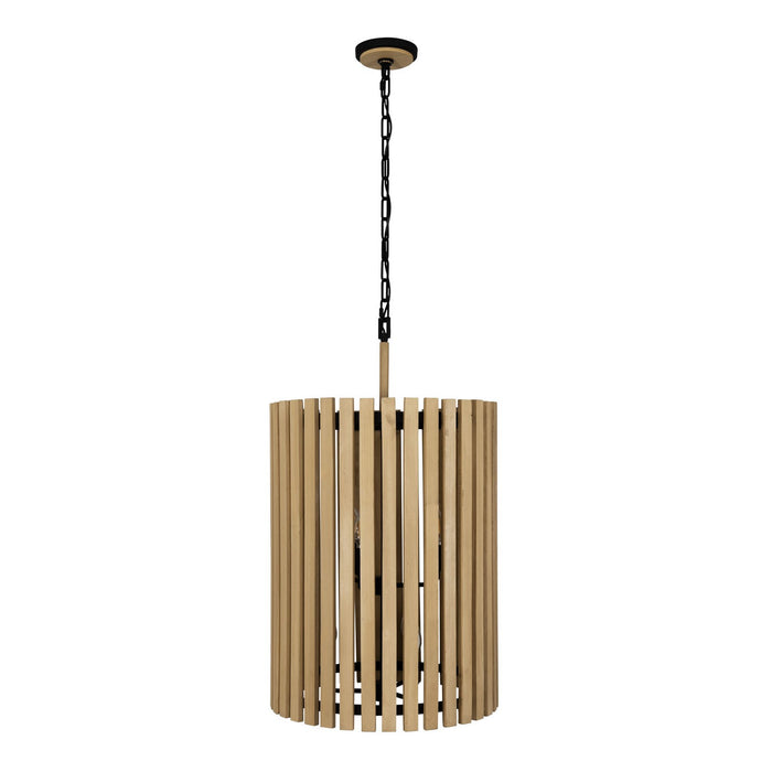 Varaluz 387F06MBH Six Light Foyer Pendant, Matte Black/Honey Blonde