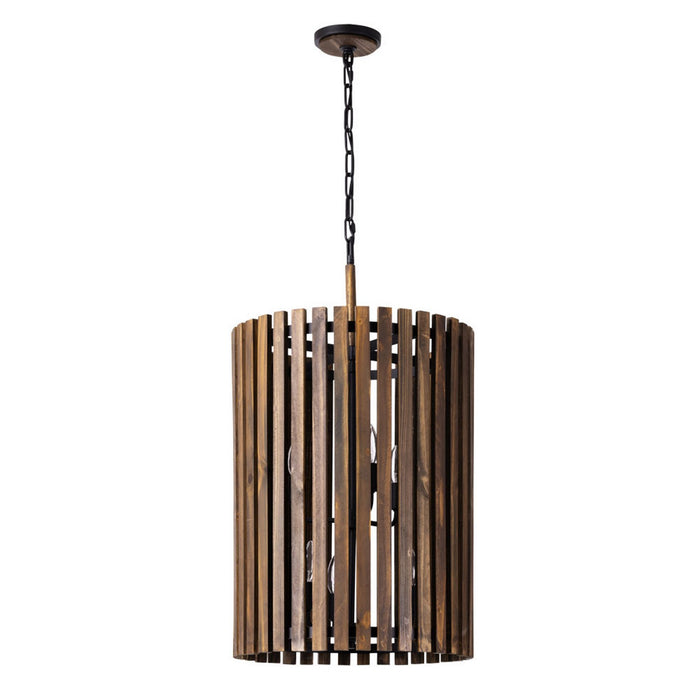 Varaluz 387F06MBW Six Light Foyer Pendant, Matte Black/Medium Walnut