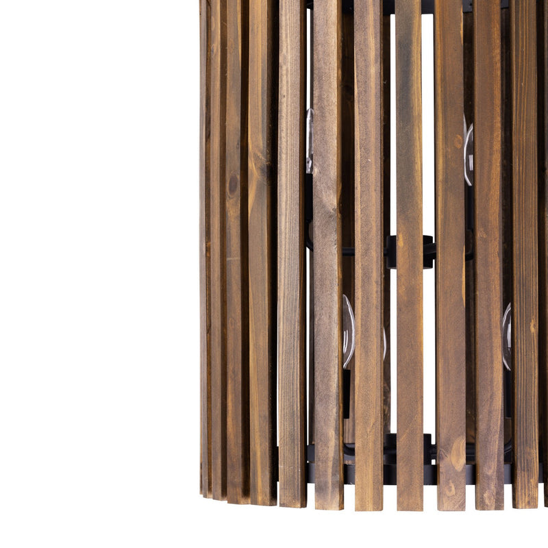 Varaluz 387F06MBW Six Light Foyer Pendant, Matte Black/Medium Walnut