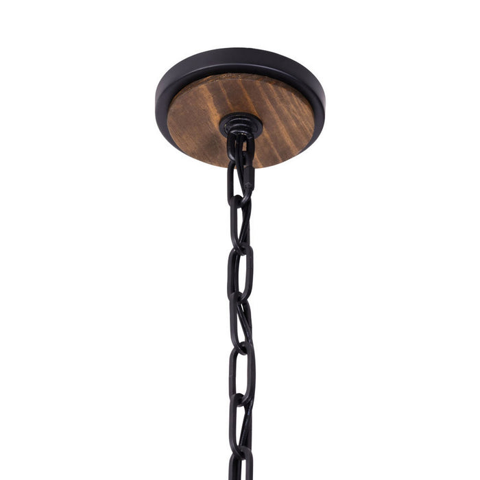 Varaluz 387F06MBW Six Light Foyer Pendant, Matte Black/Medium Walnut