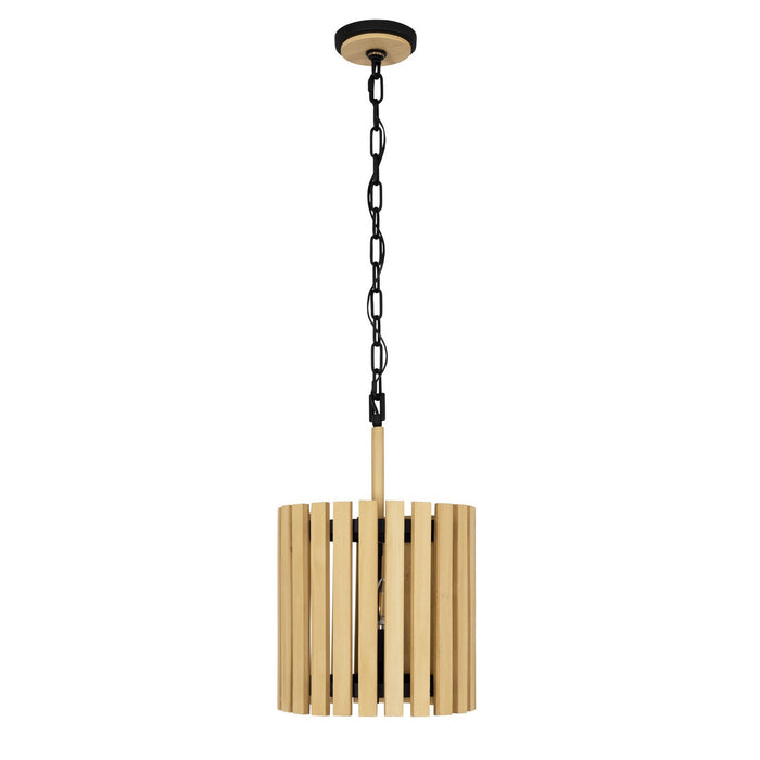 Varaluz 387P02MBH Two Light Pendant, Matte Black/Honey Blonde