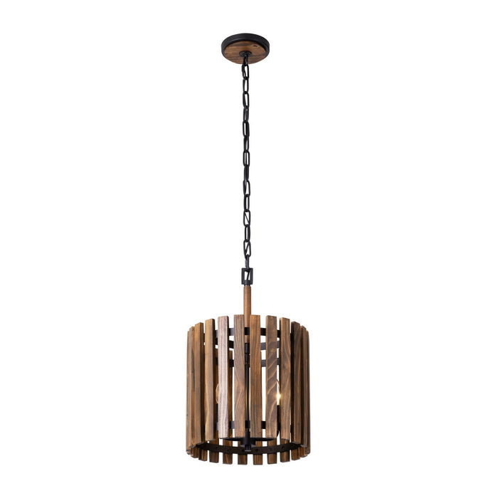 Varaluz 387P02MBW Two Light Pendant, Matte Black/Medium Walnut