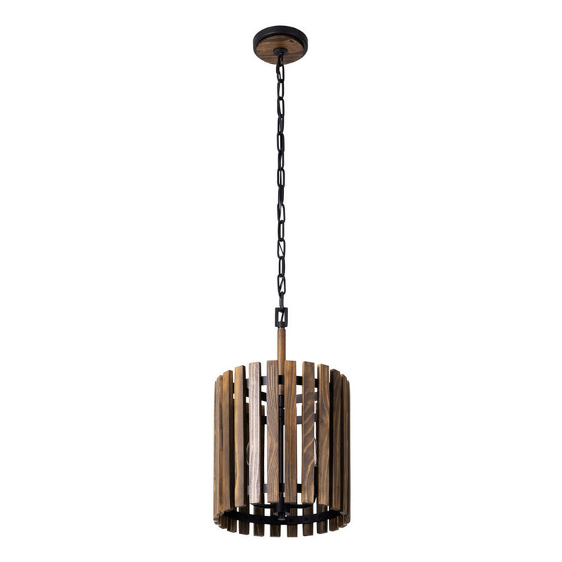Varaluz 387P02MBW Two Light Pendant, Matte Black/Medium Walnut
