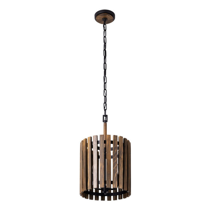 Varaluz 387P02MBW Two Light Pendant, Matte Black/Medium Walnut