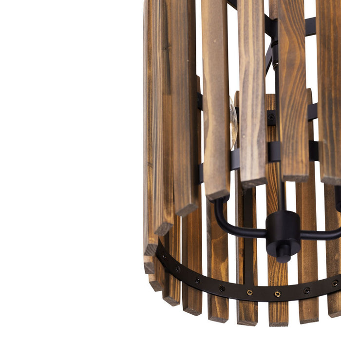 Varaluz 387P02MBW Two Light Pendant, Matte Black/Medium Walnut