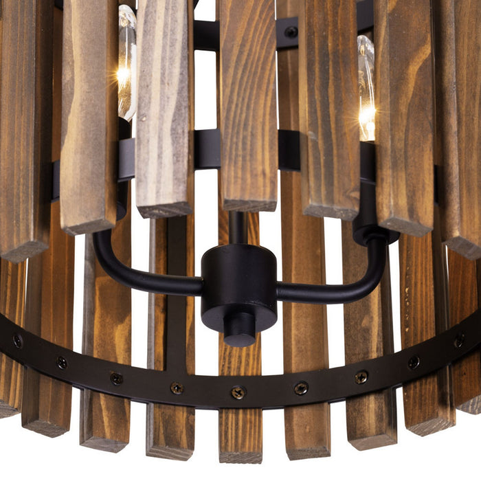 Varaluz 387P02MBW Two Light Pendant, Matte Black/Medium Walnut
