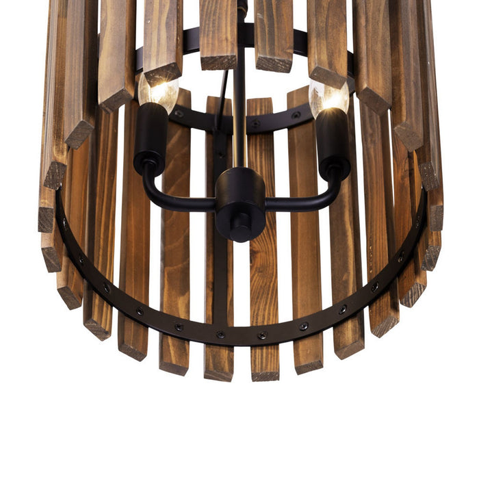 Varaluz 387P02MBW Two Light Pendant, Matte Black/Medium Walnut