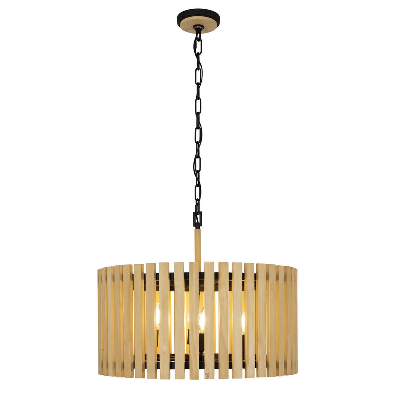 Varaluz 387P06MBH Six Light Pendant, Matte Black/Honey Blonde