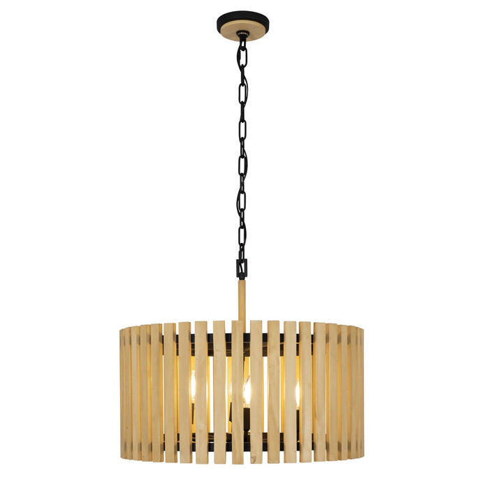 Varaluz 387P06MBH Six Light Pendant, Matte Black/Honey Blonde