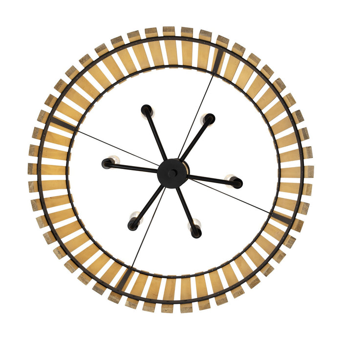 Varaluz 387P06MBH Six Light Pendant, Matte Black/Honey Blonde