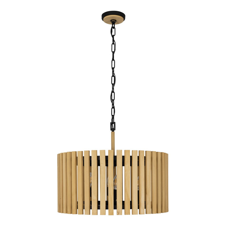 Varaluz 387P06MBH Six Light Pendant, Matte Black/Honey Blonde