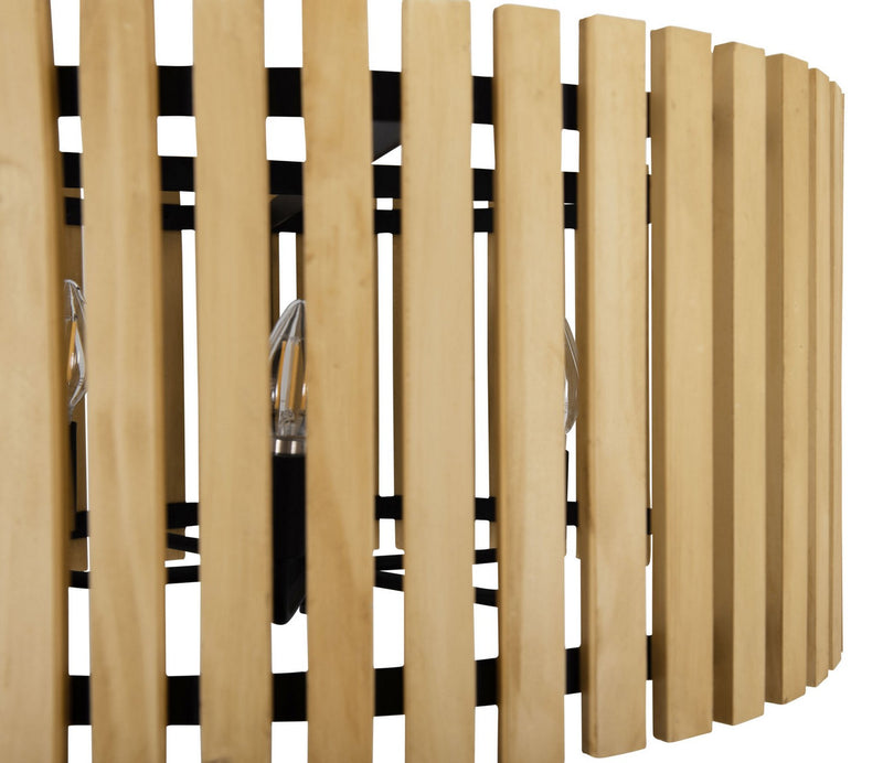 Varaluz 387P06MBH Six Light Pendant, Matte Black/Honey Blonde