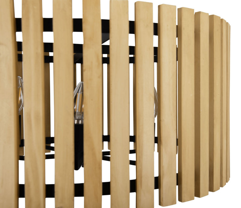 Varaluz 387P06MBH Six Light Pendant, Matte Black/Honey Blonde
