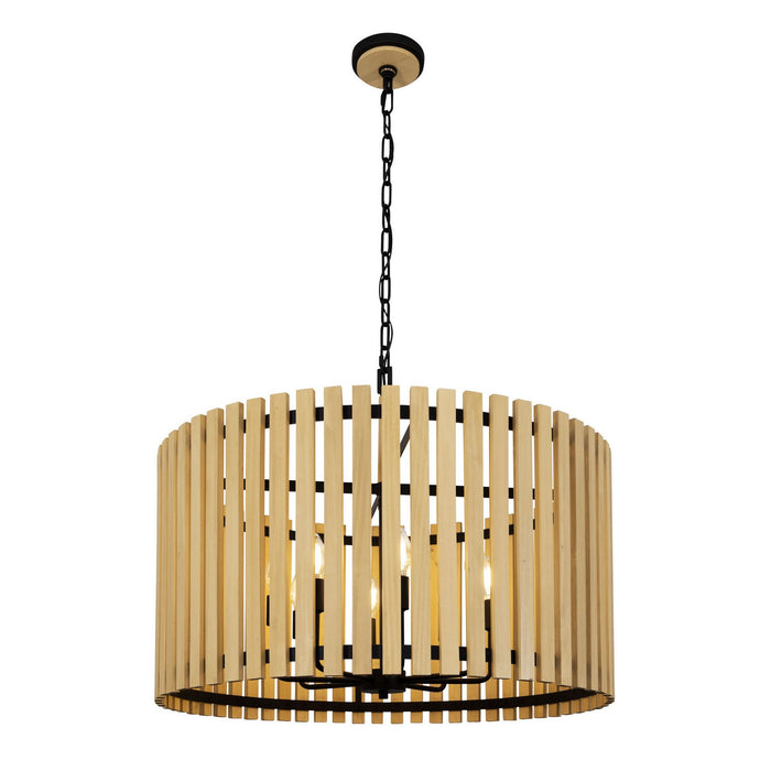 Varaluz 387P08MBH Eight Light Pendant, Matte Black/Honey Blonde