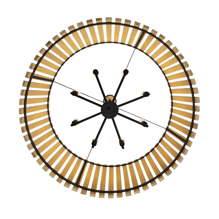 Varaluz 387P08MBH Eight Light Pendant, Matte Black/Honey Blonde