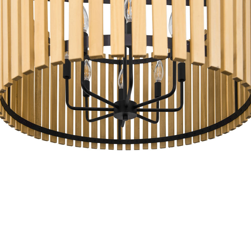 Varaluz 387P08MBH Eight Light Pendant, Matte Black/Honey Blonde