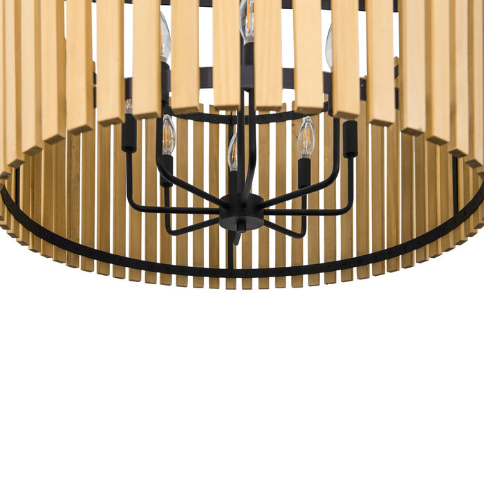 Varaluz 387P08MBH Eight Light Pendant, Matte Black/Honey Blonde