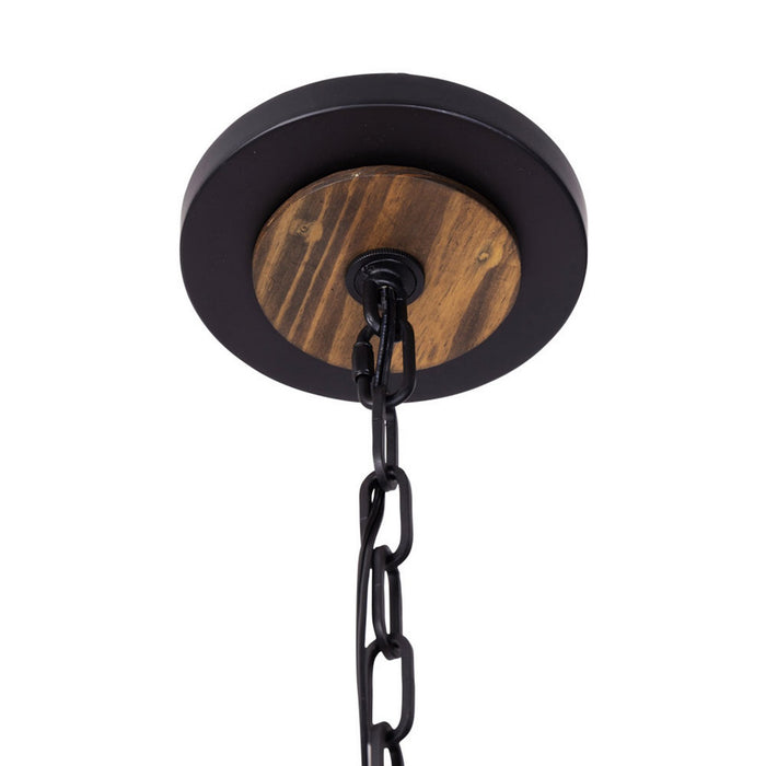 Varaluz 387P08MBW Eight Light Pendant, Matte Black/Medium Walnut